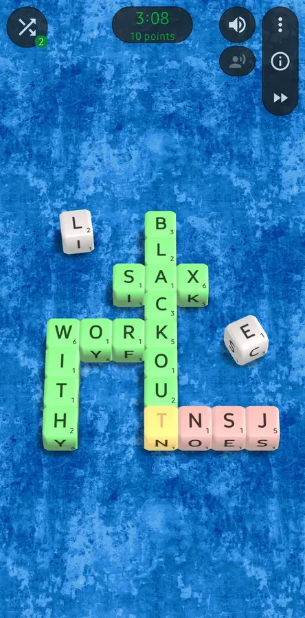 WordMix screenshot showing jumbled letter tiles arranged into connecting words
